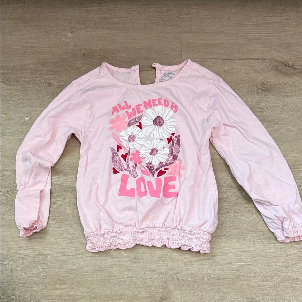 Carter’s Pink Kids Shirt with Floral Love Design